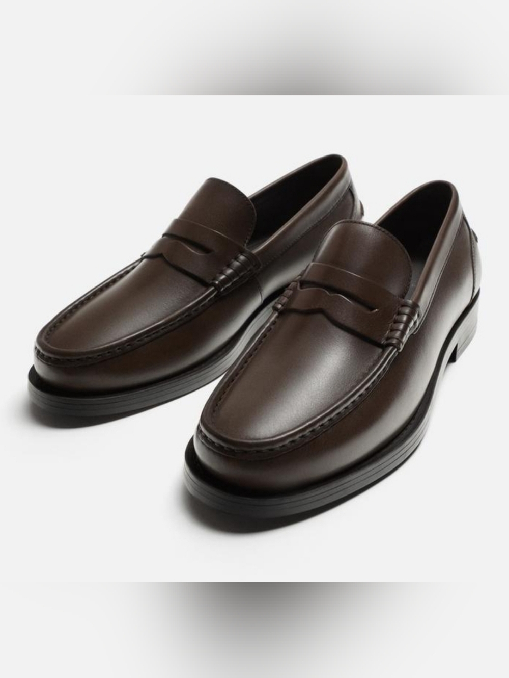 ZARA MAN LEATHER PENNY LOAFER BROWN SIZE US 8  EUR 41 Ref 2608 420 NWB